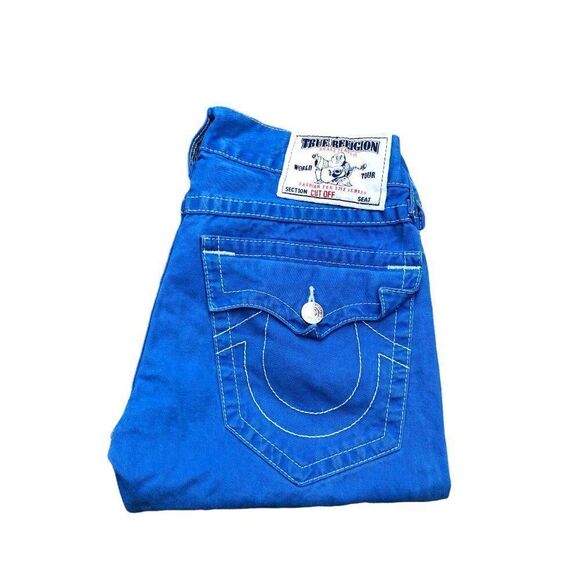 TRUE Religion Jean Shorts Size 28 CUT OFF Blue - Picture 7 of 7